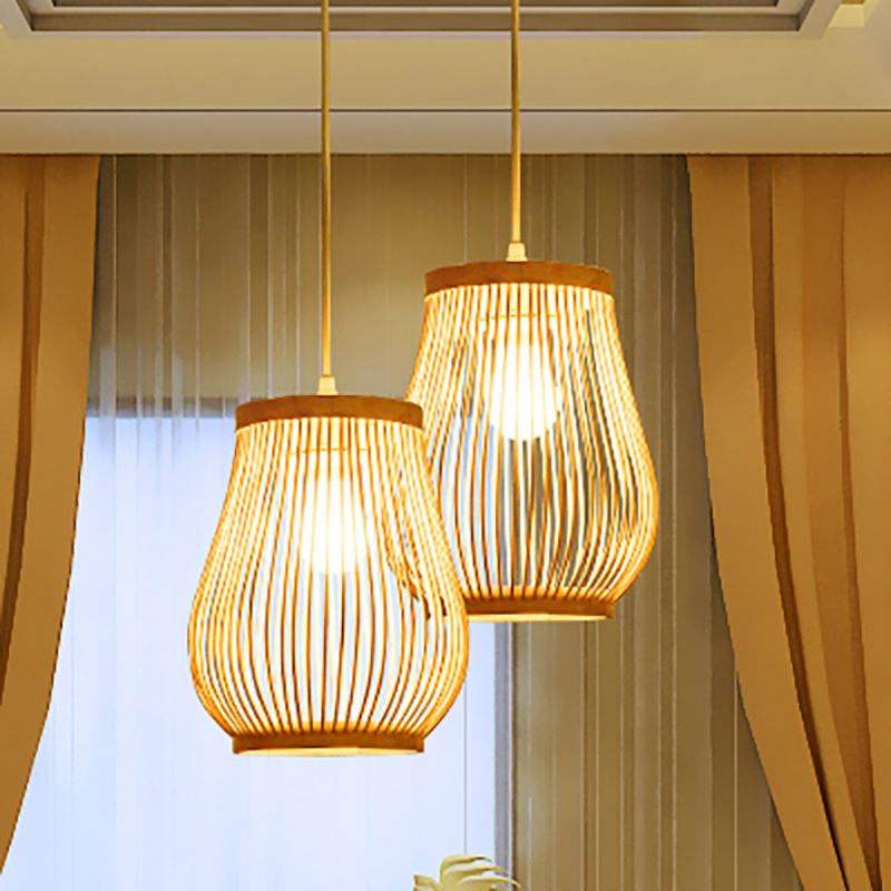 Muto Moderne Design LED Hanglamp Bruin Bamboe Woonkamer Keuken