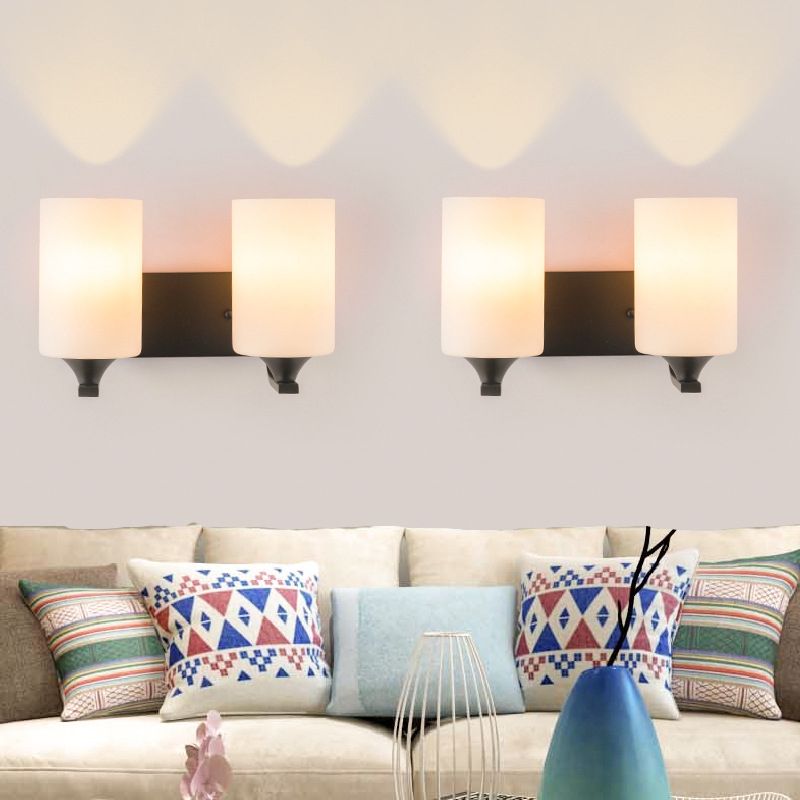 Eryn Moderne Cilinder LED Wandlamp Metaal/Glas Zwart/Chroom Slaap/Woon/Badkamer