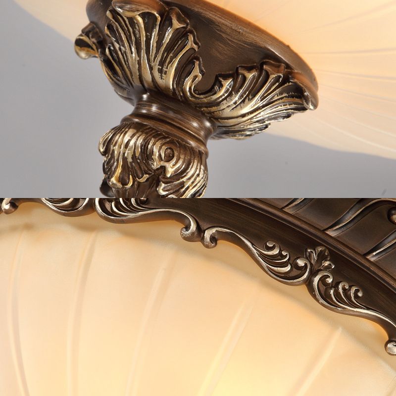 Alonza Vintage Halfronde Glazen Inbouw Plafondlamp, Brons, Metaal/Glas, Woonk/Eetk/Slaapkamer