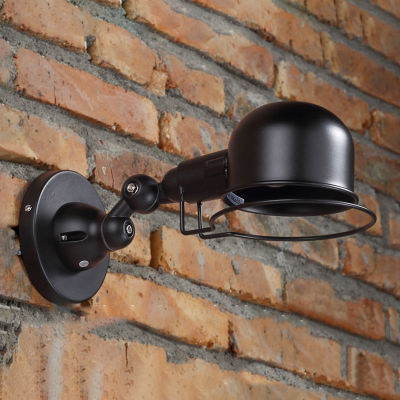 Valerio Wall Lamp Dome Retro, Adjustable Metal, Black, Living Room
