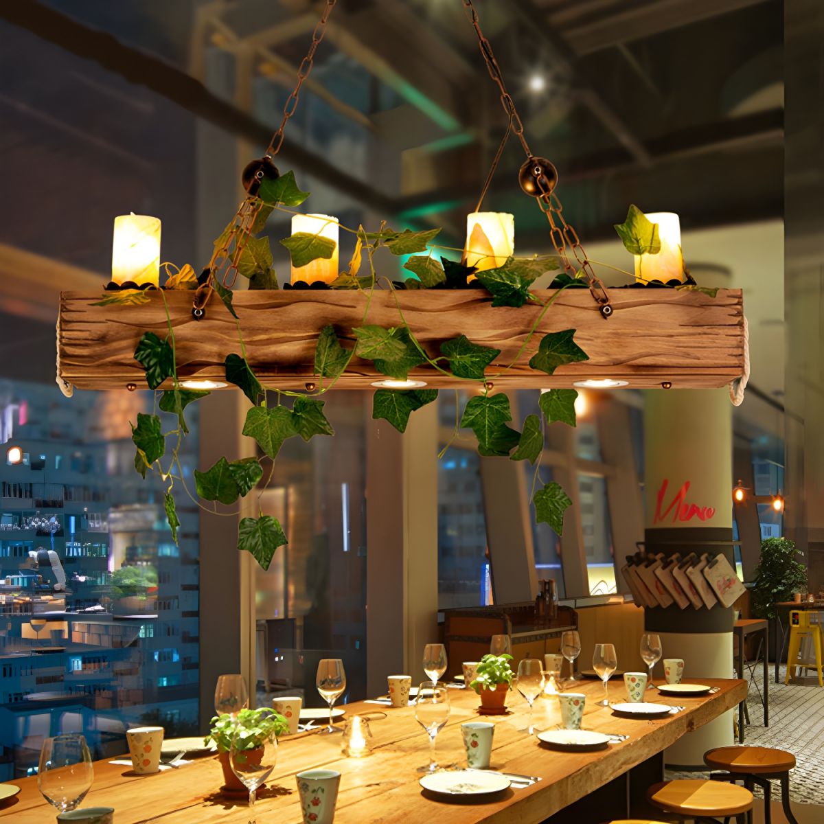 Brio Rustieke Design Lineaire LED Hanglamp Houten Woonk/Eetk/ Slaapkamer