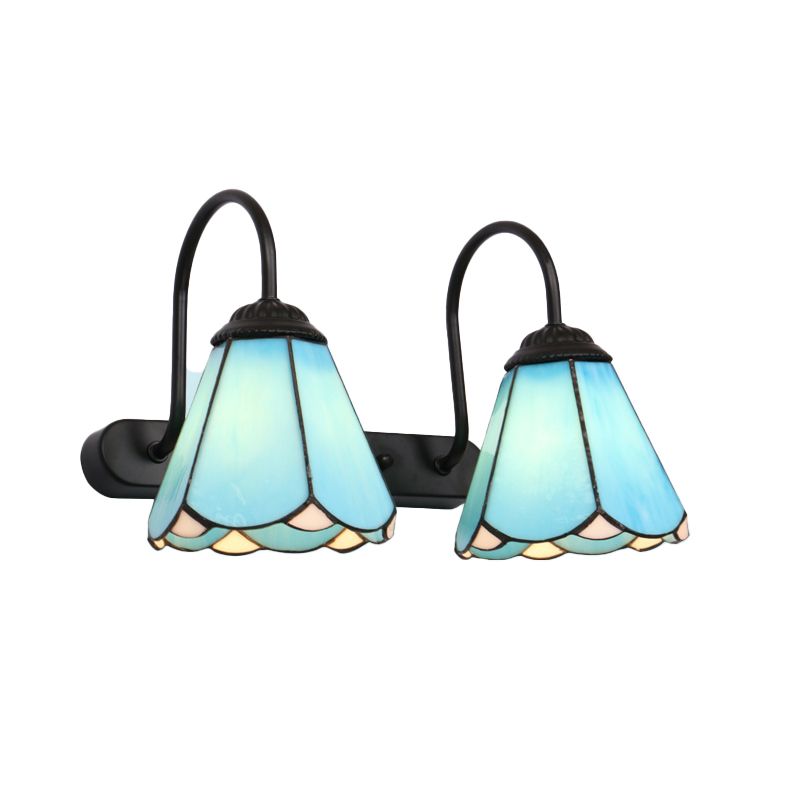 Sirena Bloemvormige Metalen Wandlampen, Zwart/Wit/Blauw