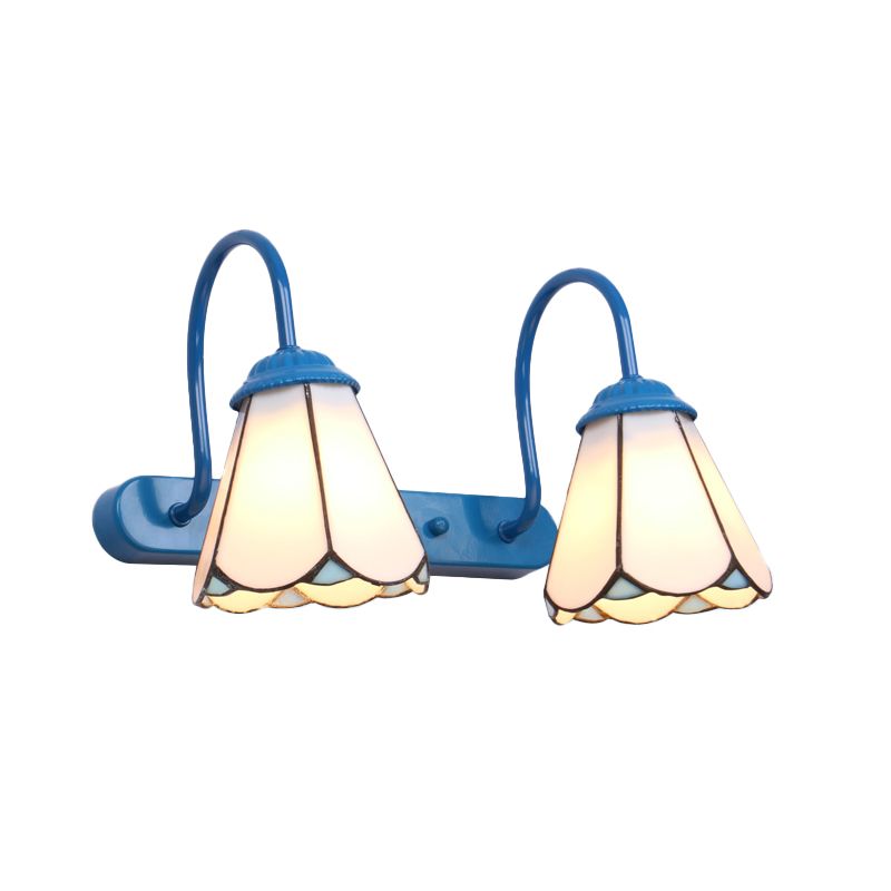 Sirena Bloemvormige Metalen Wandlampen, Zwart/Wit/Blauw