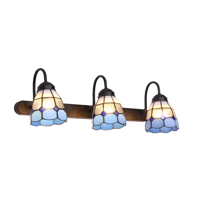 Sirena Bloemvormige Metalen Wandlampen, Zwart/Wit/Blauw