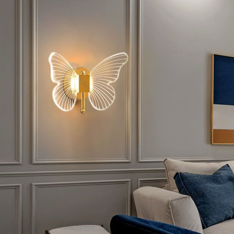 Kady Design Vlinder LED Wandlamp Metaal/Acryl Goud Slaap/Woon/Badkamer