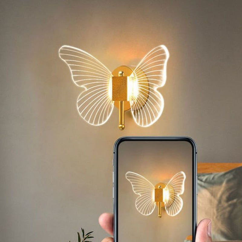 Kady Design Vlinder LED Wandlamp Metaal/Acryl Goud Slaap/Woon/Badkamer
