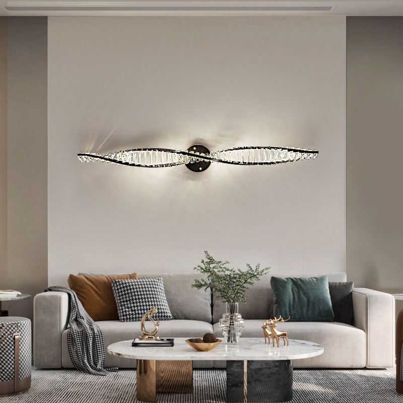 Kristy Design LED Wandlamp Metaal/Crystal Zwart/Goud Slaap/Woon/Badkamer