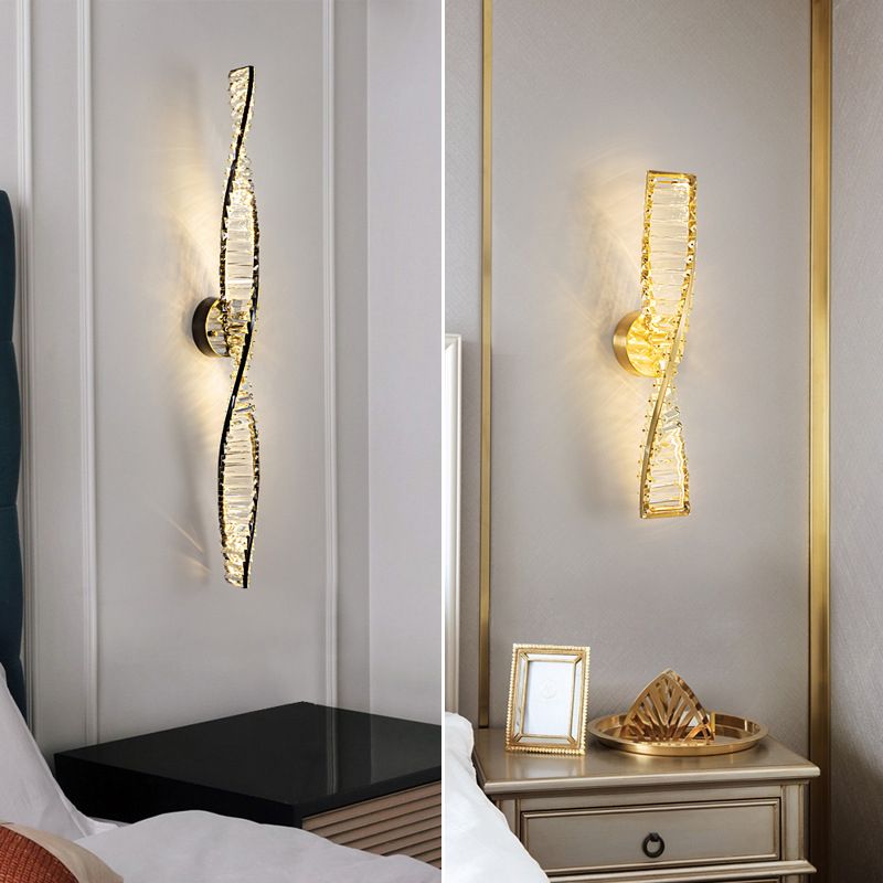 Kristy Design LED Wandlamp Metaal/Crystal Zwart/Goud Slaap/Woon/Badkamer