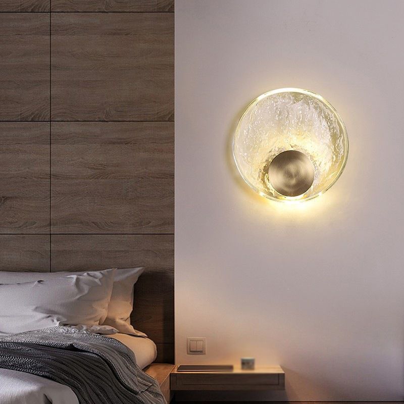 Kristy Design Ronde LED Wandlamp Metaal/Crystal Goud/Transparant Slaap/Woon/Badkamer