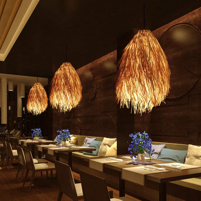 Muto Moderne Design LED Hanglamp Rattan Slaapkamer Woonkamer