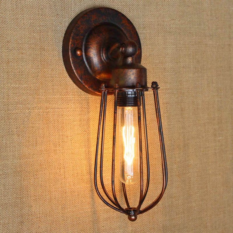Valerio Vintage Iron Wall Lamp, Black/Rust/Bronze/Gold/Silver