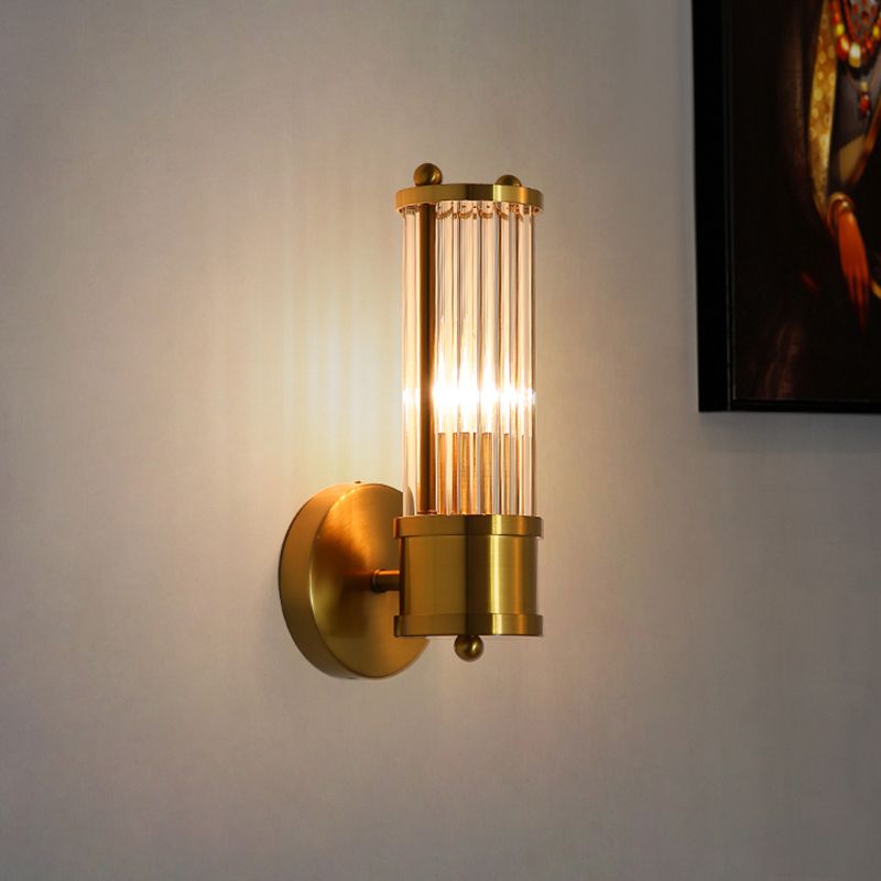 Leigh Amerikaanse Cilindrische Wandlamp Goud Metaal Glas Badkamer