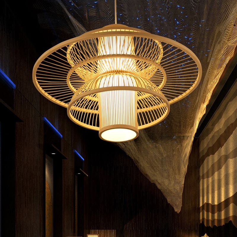 Muto Moderne Design LED Hanglamp Rattan Acryl Woonkamer Keuken