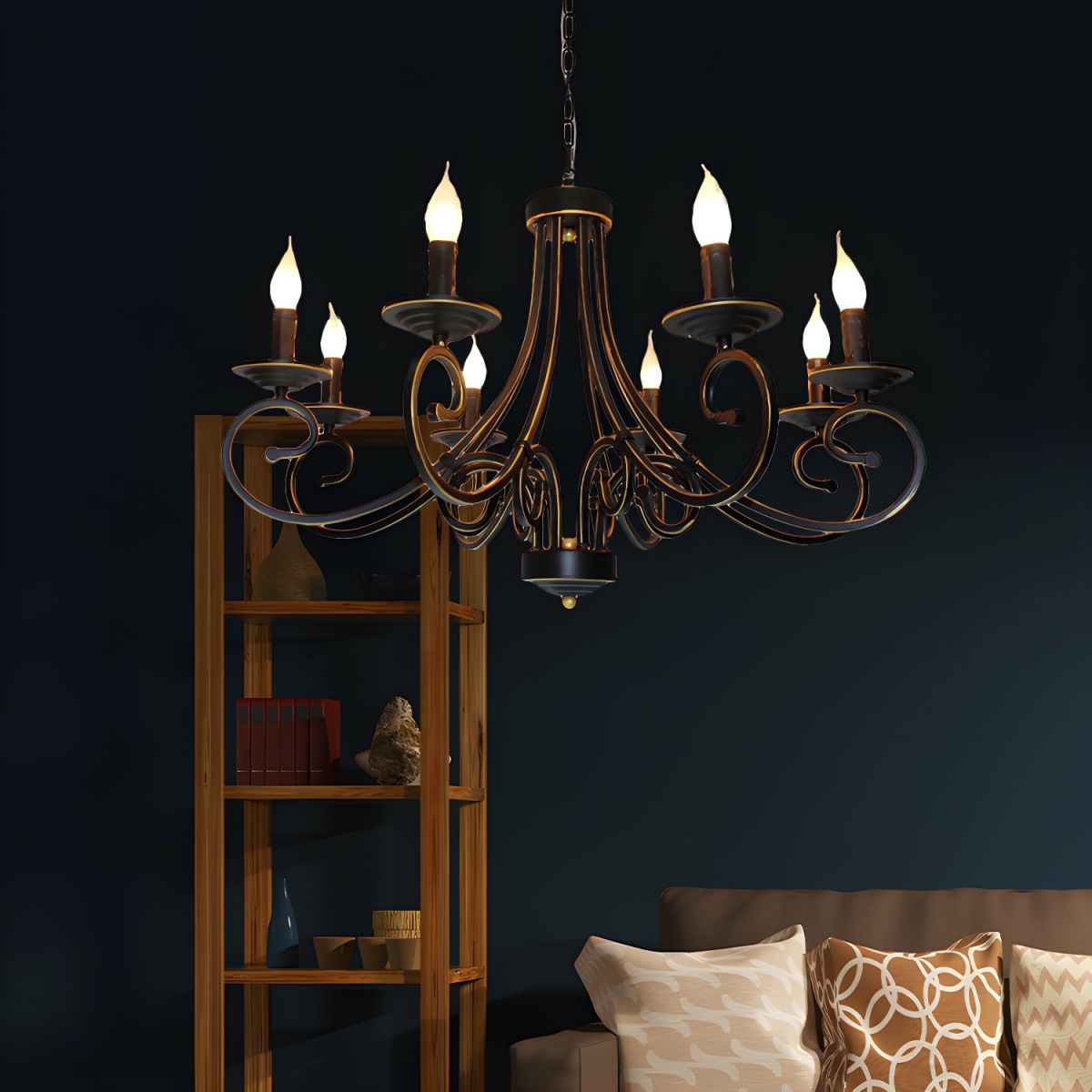 Marilyn Vintage Design LED Kroonluchter Metaal Zwart Woonkamer