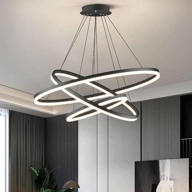 Alonza 3-Rings Black Black Modern Pendant Light