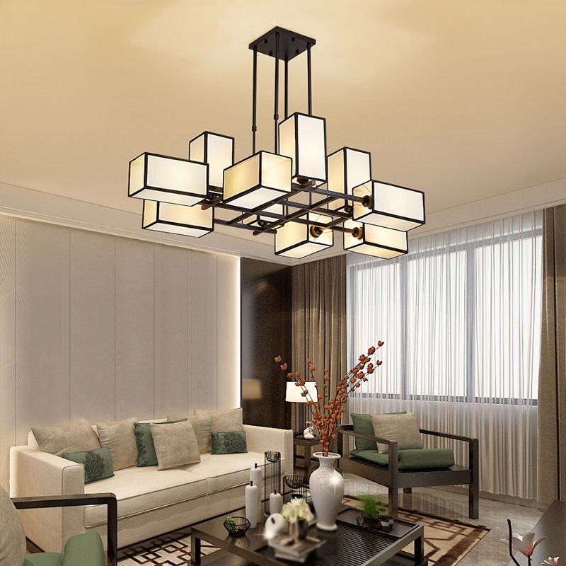 Lacey Retro Vierkant Hanglamp Zwart/Gouden Metaal Slaapkamer