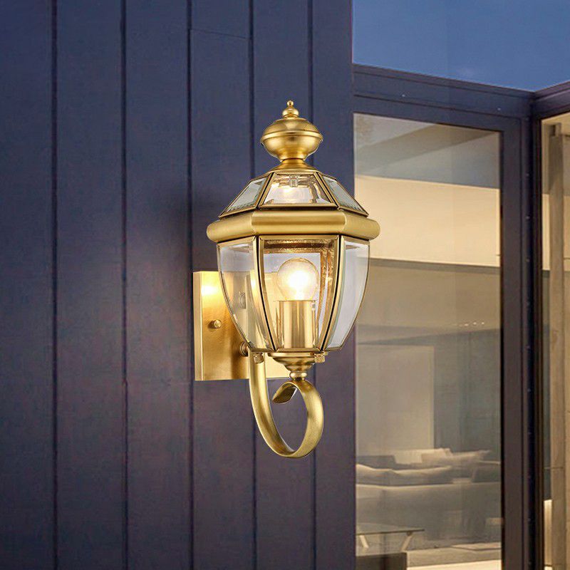 Valerio Vintage Lantern Metal Outdoor Wall Lamp, Gold