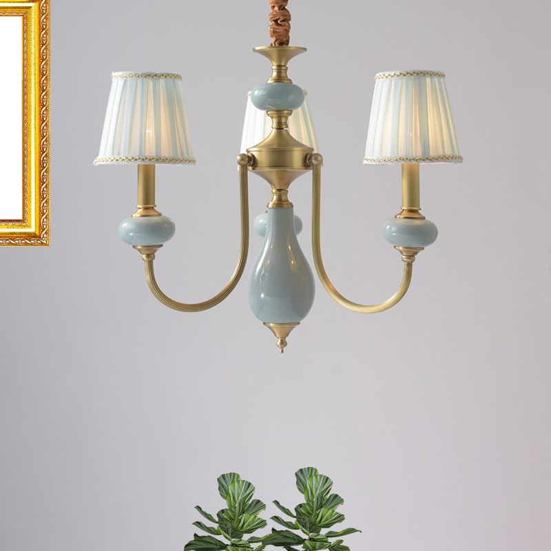 Valerio Retro Elegant Fabric Chandelier, Beige/Blue