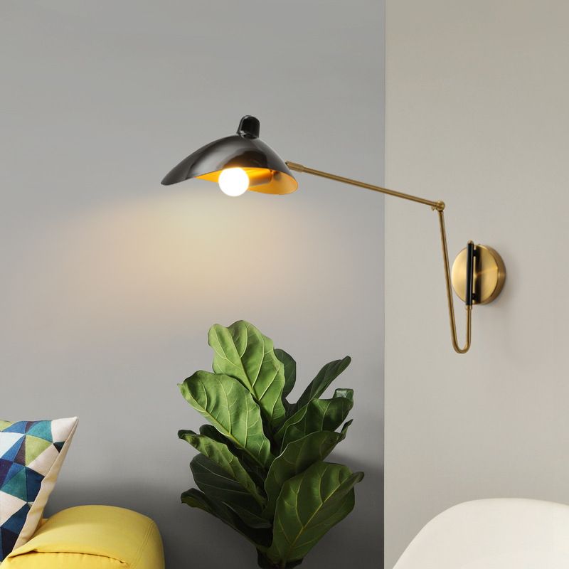 Orsini Industrieel Swing LED Wandlamp Zwart/Goud Metaal Woonkamer