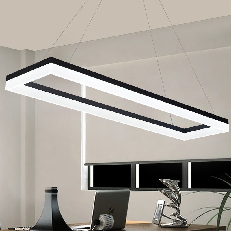 Orsini Rechthoekig Moderne LED Hanglampen Wit Zwart Metaal Slaapkamer