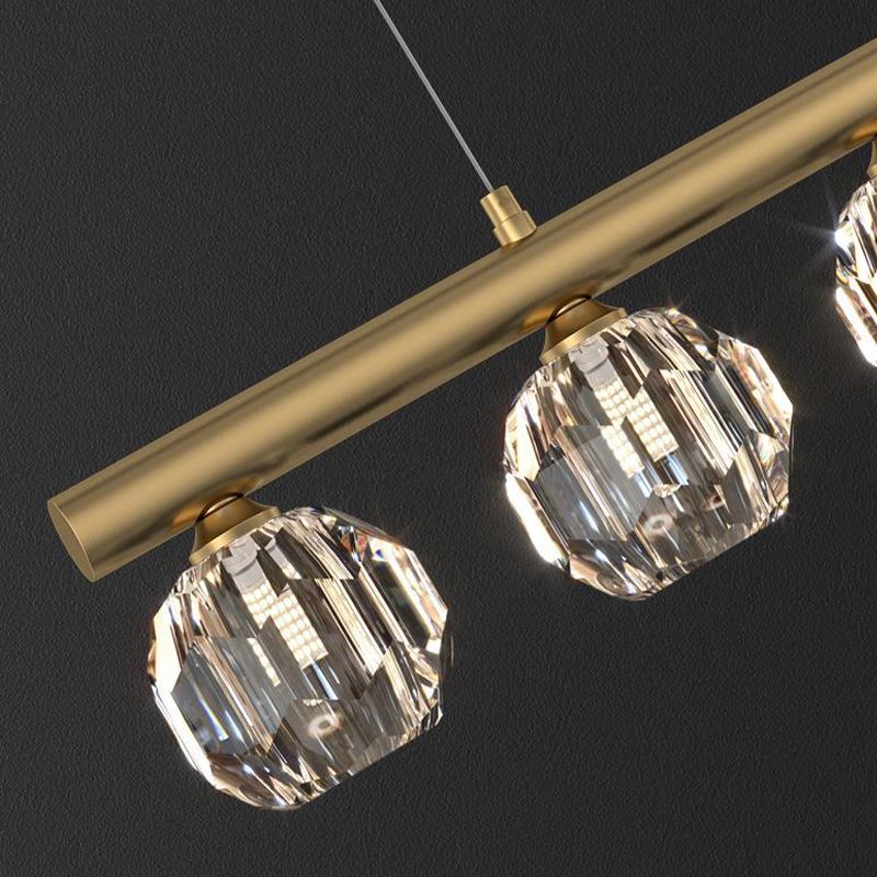 Kirsten Design Lineair/Bol LED Hanglamp Metaal/Crystal Goud Slaap/Woon/Eetkamer