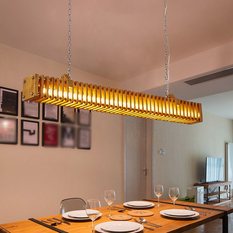 Brio Industriële Rechthoekige Metaal Hanglamp Hout, Modern, Slaapkamer/Woonkamer
