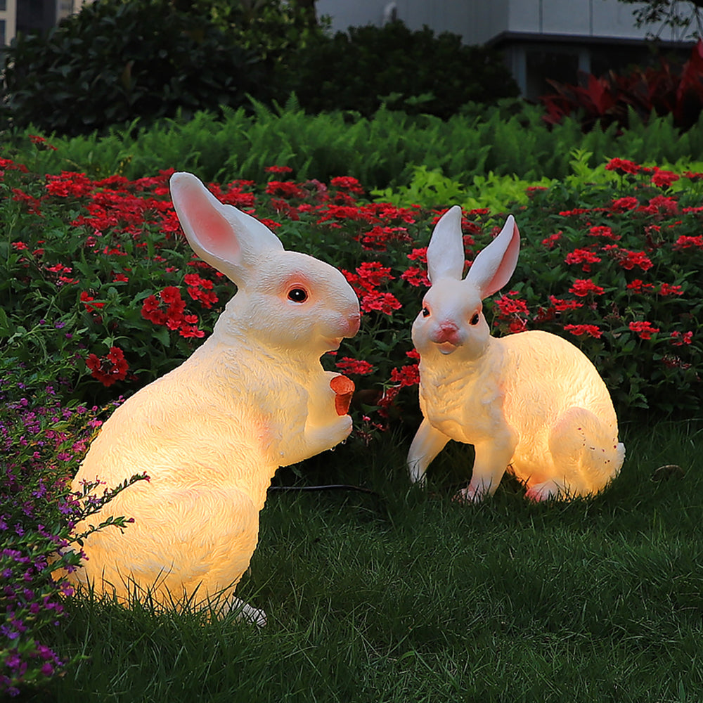 Elio Cute Rabbit Resin Outdoor Floor Lamp, White&Pink