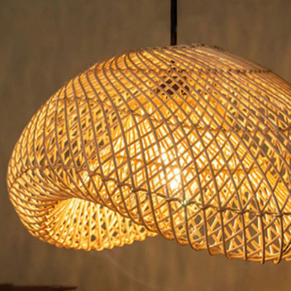 Muto Design LED Hanglamp Metaal/Rattan Hout Slaap/Woon/Eetkamer