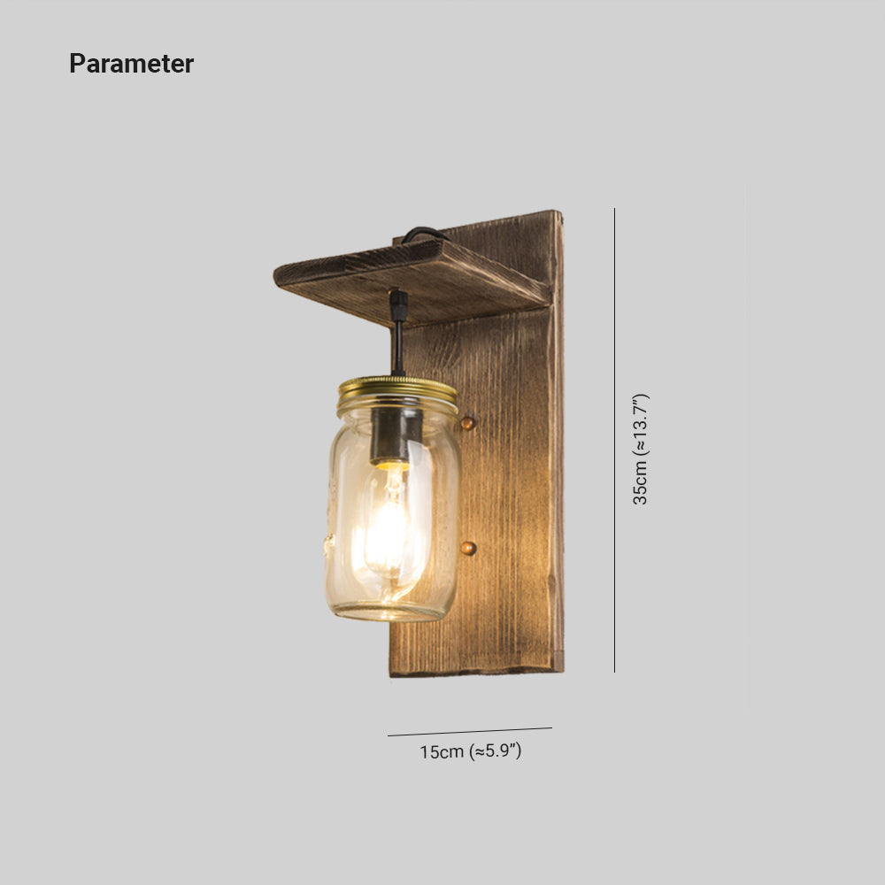 Brio Vintage Potvorm Houten Metalen Wandlamp, Slaapkamer/Keuken