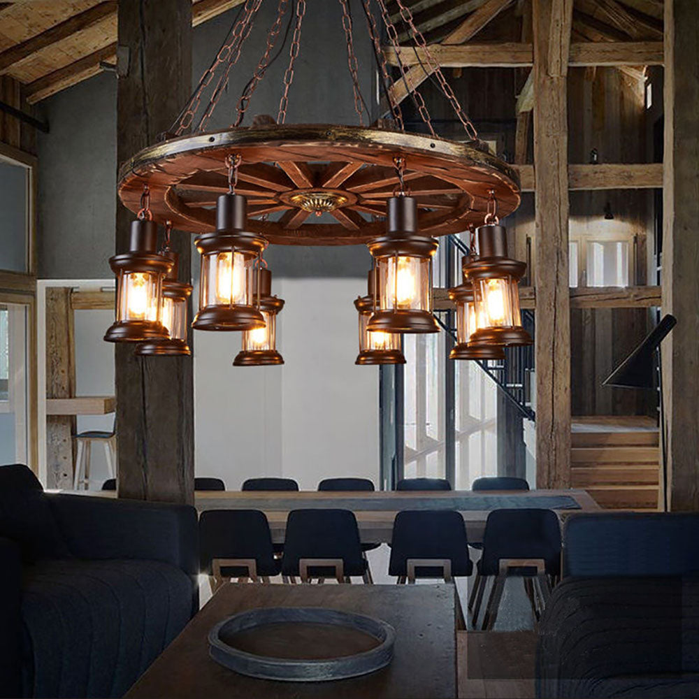 Brio Vintage Walnoot Hanglamp, Metalen/Houten Woonk/Eetk/ Slaapkamer