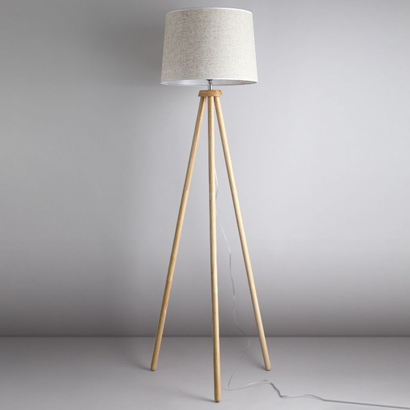 Muto Modern Design LED Vloerlampen Beige Wit Hout Stof Slaapkamer