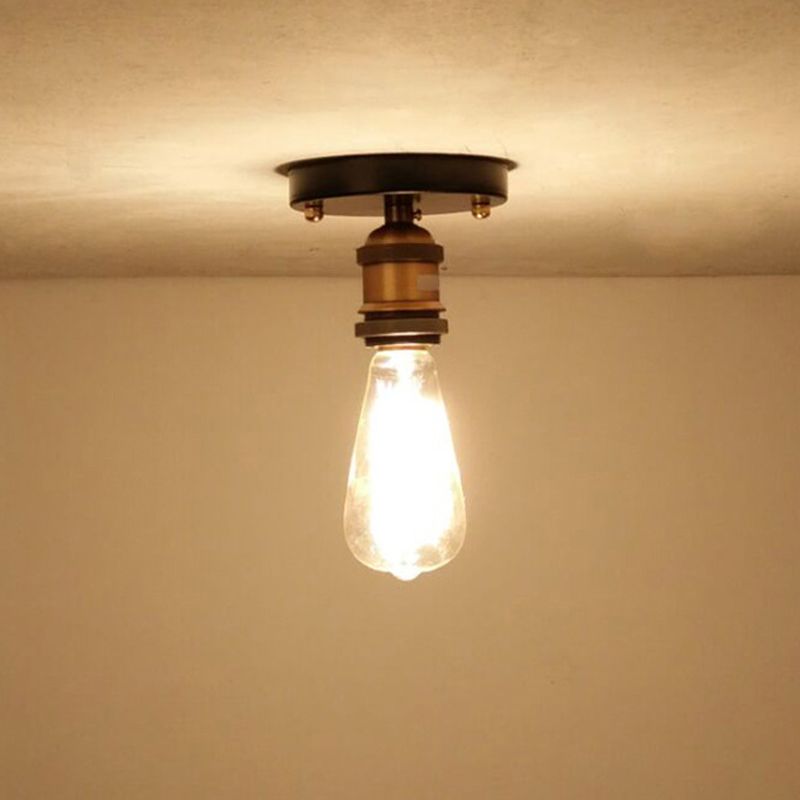 Valerio Retro Industrial Flush Mount Ceiling Light, Metal