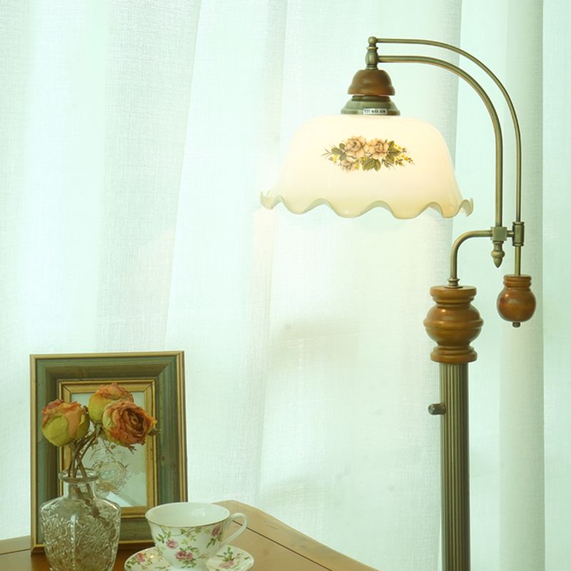 Morandi Retro Design LED Vloerlamp Lotus Bloem Vormige  Metaal/Glas Eetkamer/Woonkamer