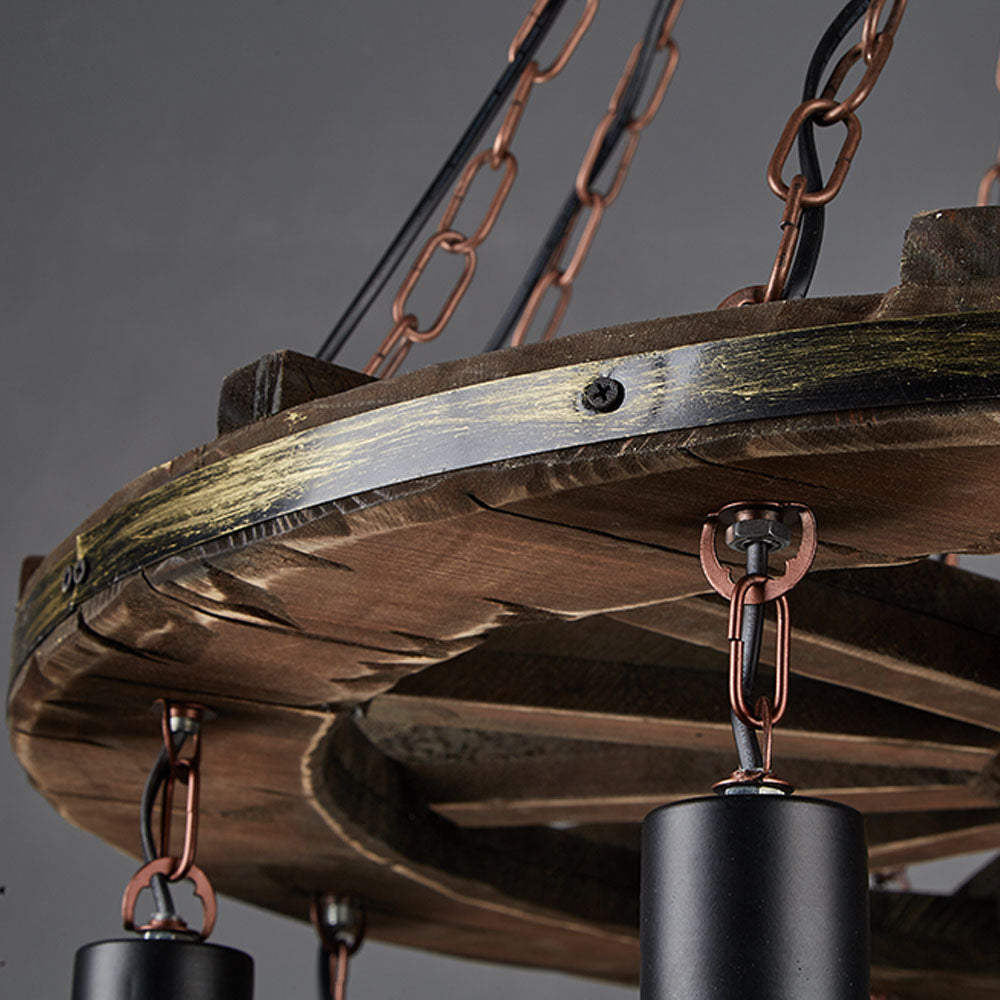 Brio Vintage Walnoot Hanglamp, Metalen/Houten Woonk/Eetk/ Slaapkamer