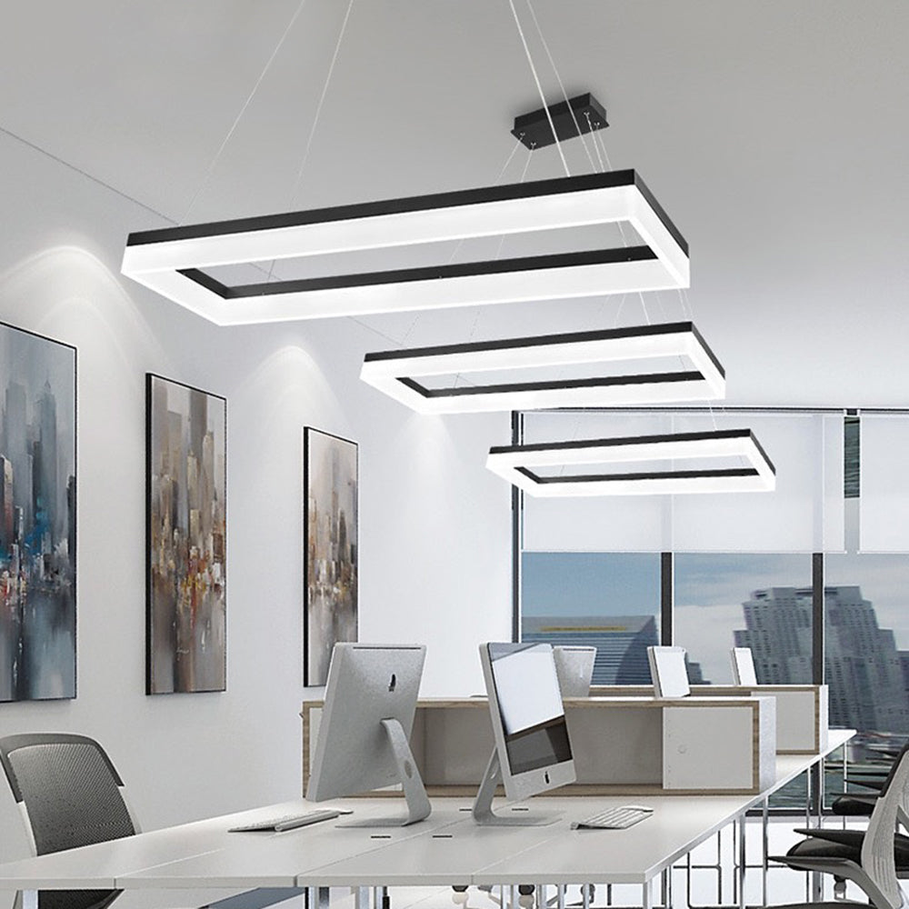 Orsini Rechthoekig Moderne LED Hanglampen Wit Zwart Metaal Slaapkamer