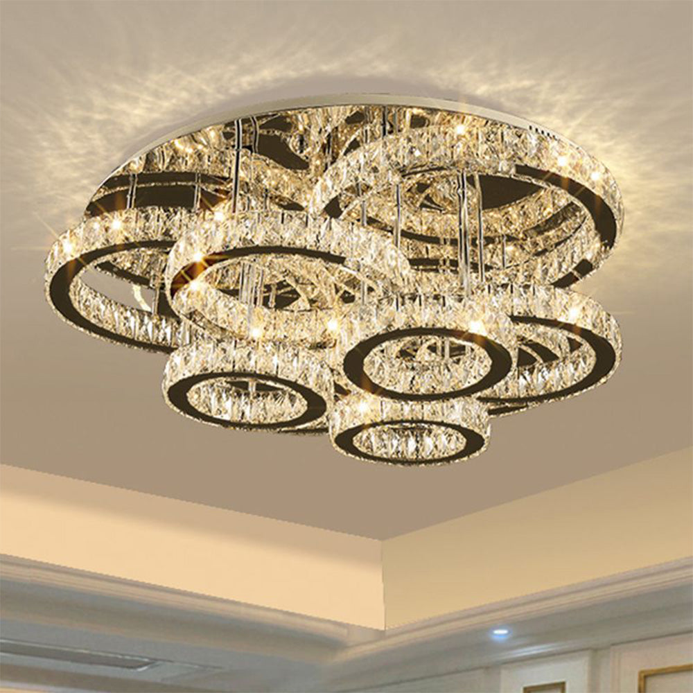 Kristy Ronde Grote LED Plafondlamp Metaal Crystal Eetkamer Woonkamer