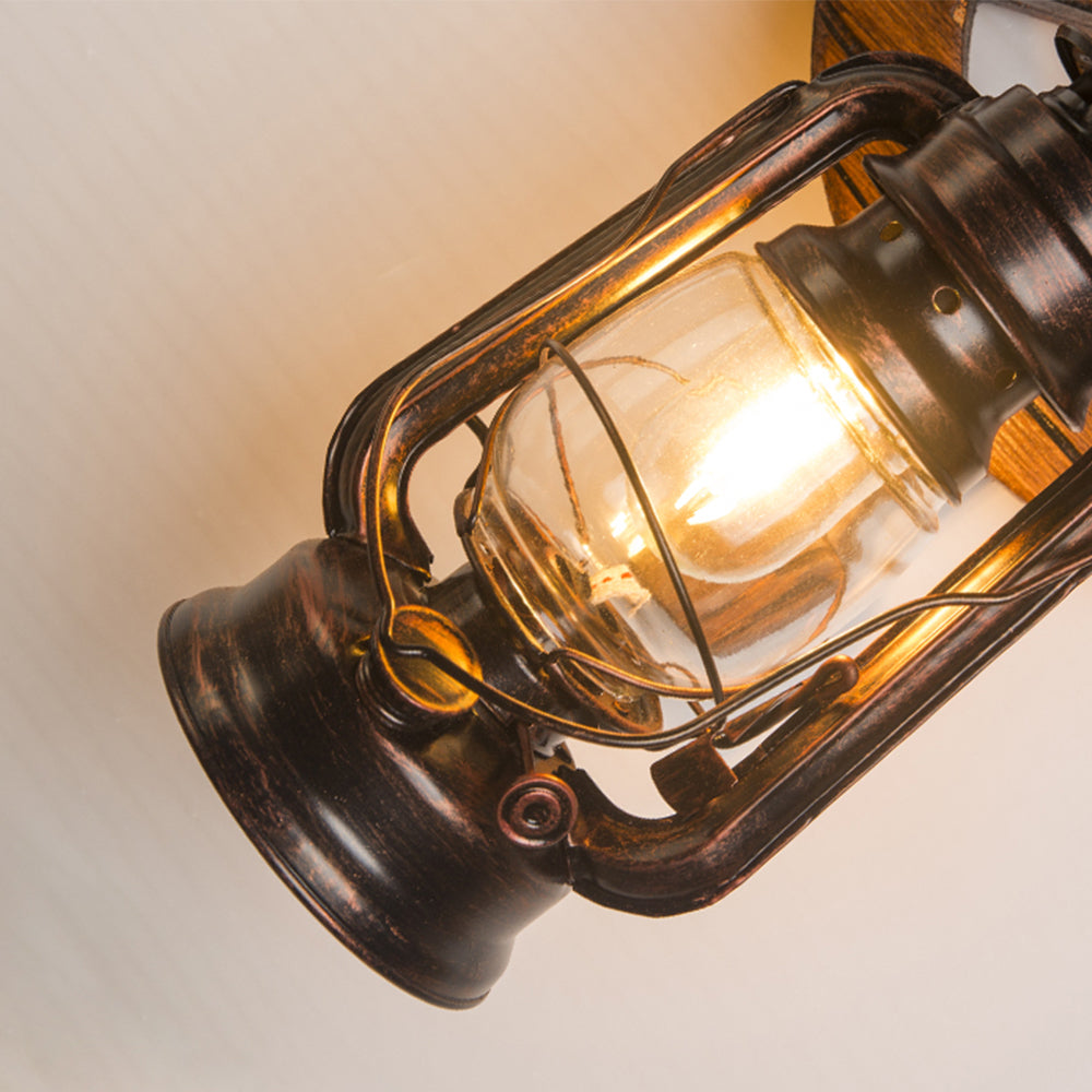 Brio Retro Roer Design Wandlamp Lantaarn Bruin Hout, Bars/Slaapkamer