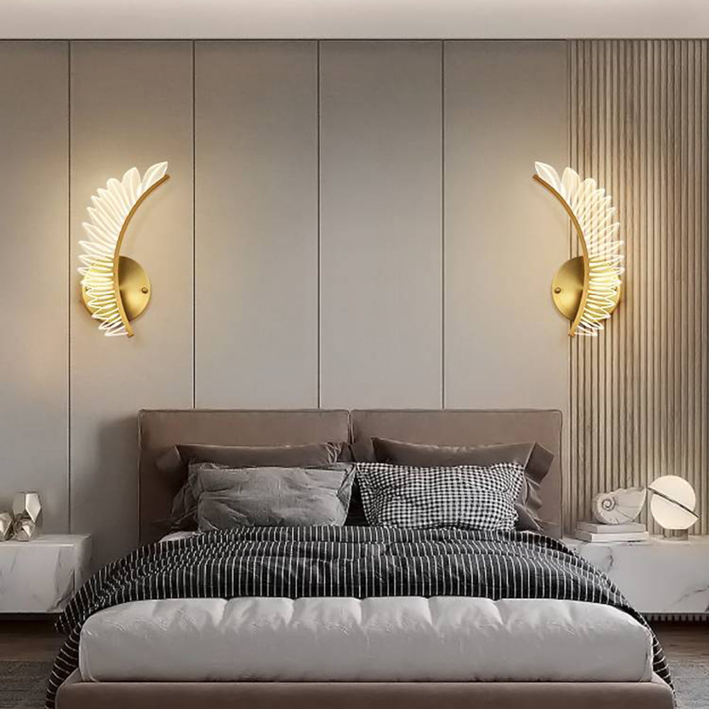 Kristy Moderne Wandlamp Metaal/Acryl Gouden Vleugels Design Sconce Voor Slaap/Woonkamer