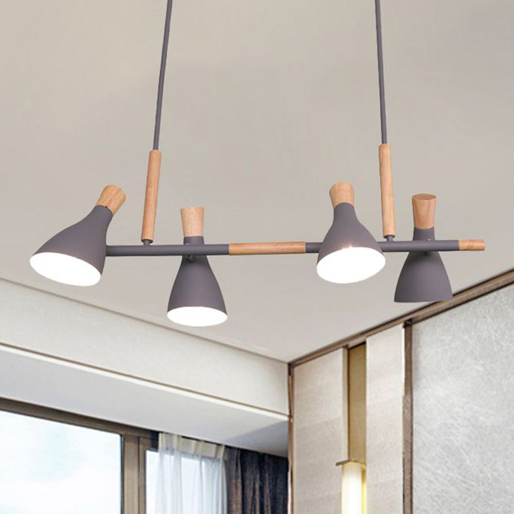 Morandi Design Houtnerf LED Hanglamp Groen/Grijs Slaapkamer