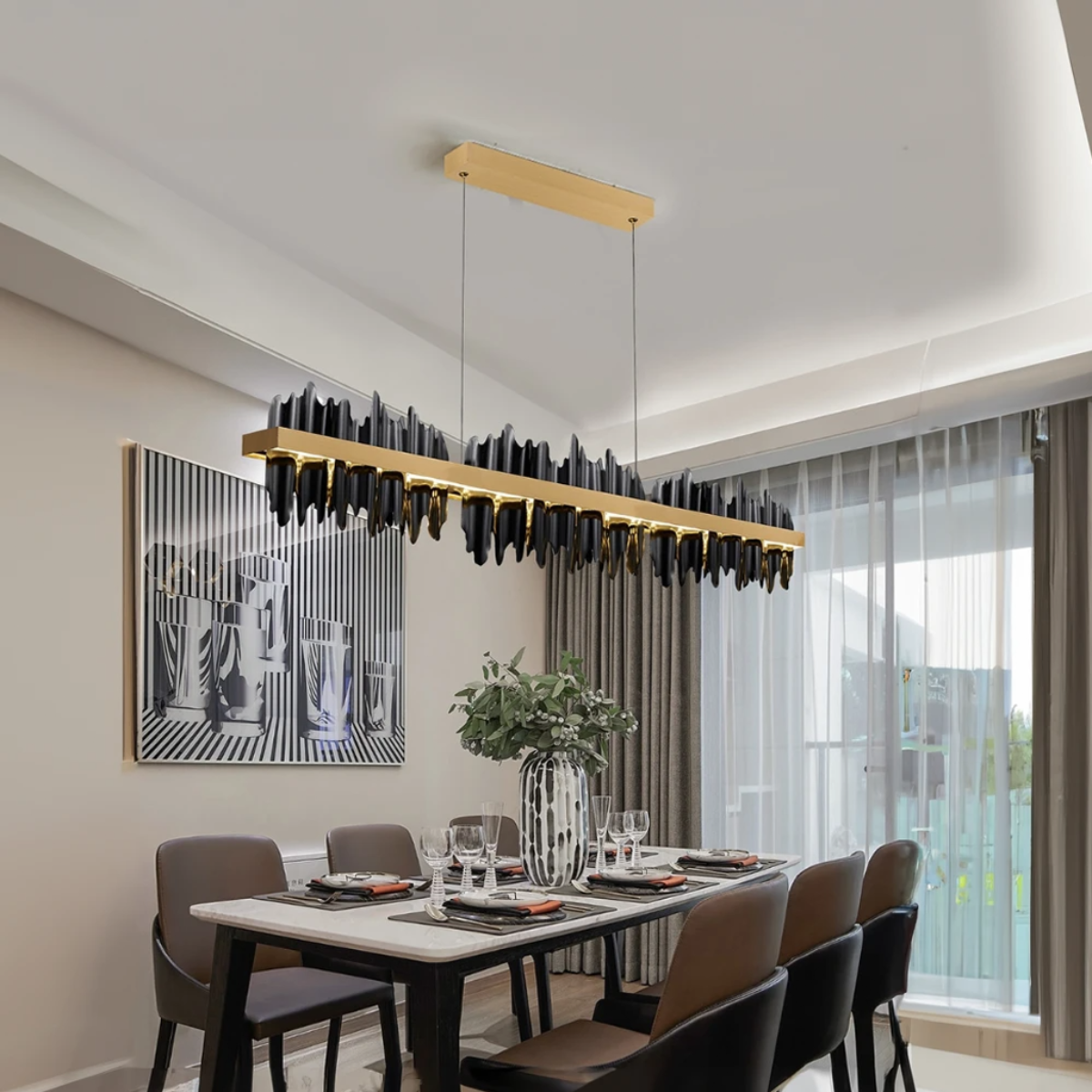 Marilyn Industrial LED Kroonluchters Gouden Zwart Glas Metaal Slaapkamer