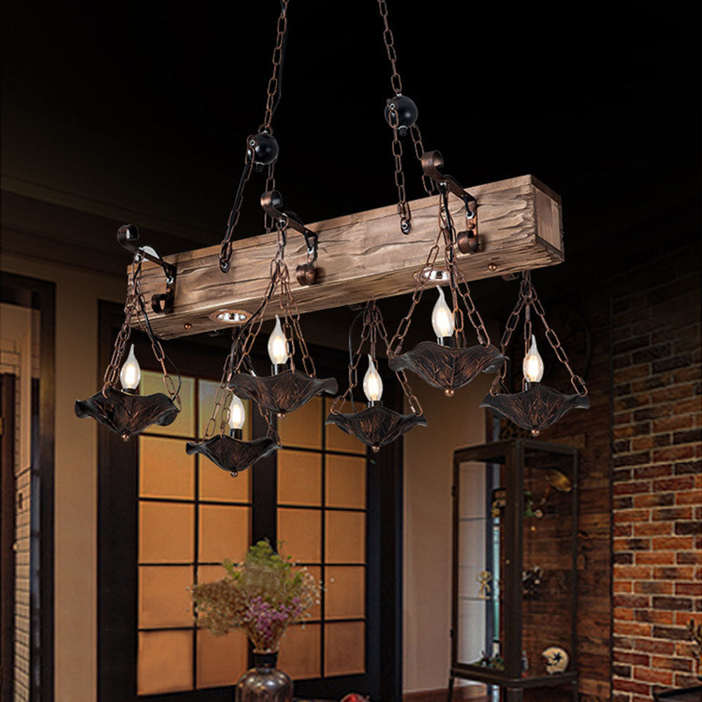 Brio Industrial Metal/Wood Pendant Light, Bronze