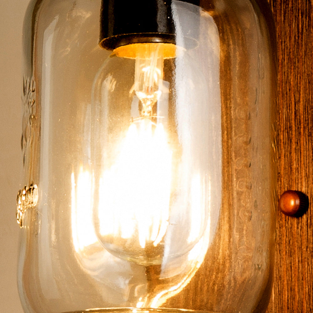 Brio Vintage Potvorm Houten Metalen Wandlamp, Slaapkamer/Keuken