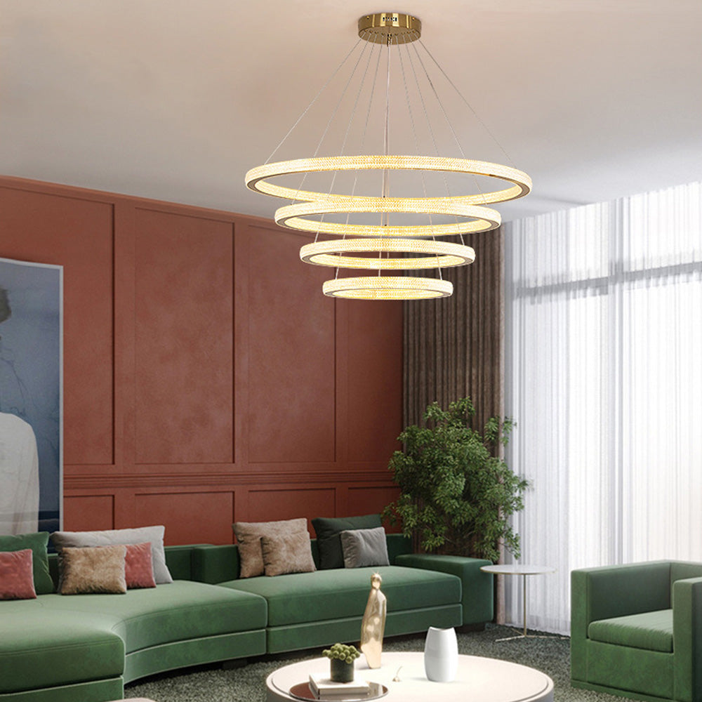 Kirsten Moderne Ronde LED Hanglamp Metaal/Acryl Goud Slaap/Woon/Eetkamer
