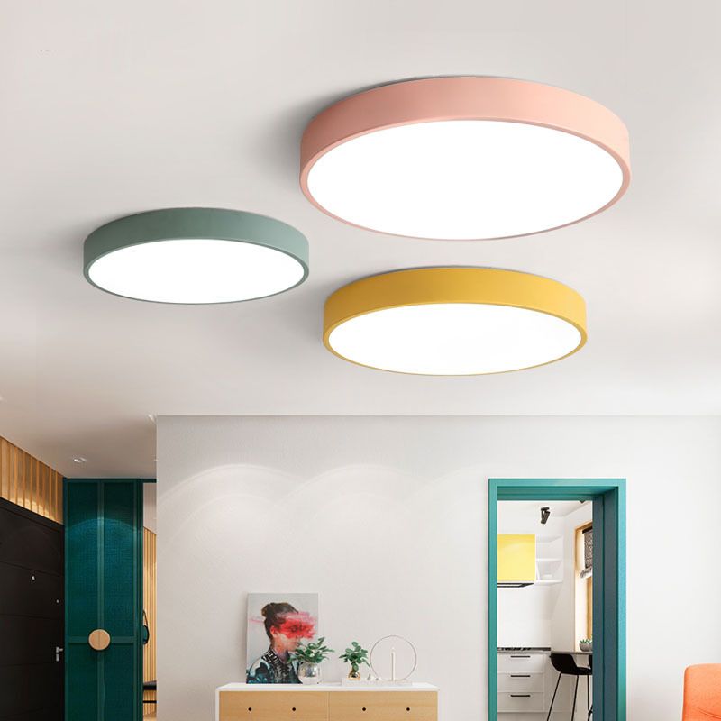 Morandi  Moderne Ronde LED Plafondlamp Roze Grijs Metaal Woonkamer
