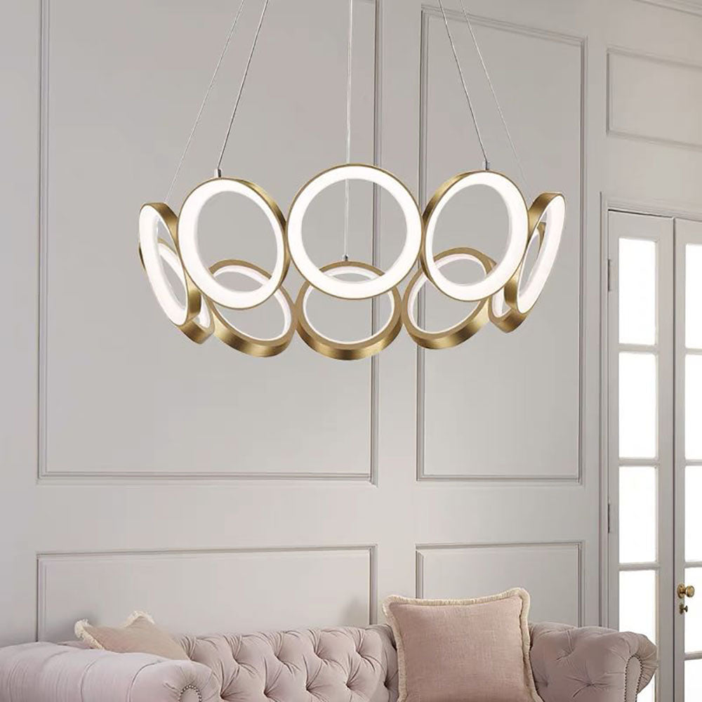 Alonza Luxury Ring Metal Pendant Light, Gold
