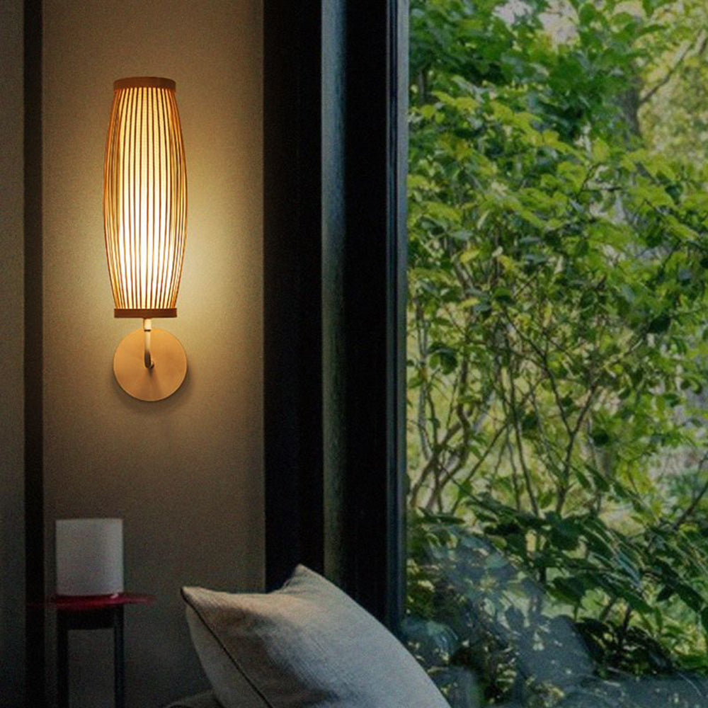 Muto Modern Design LED Wandlamp Bruin  Bamboe Metaal Slaapkamer