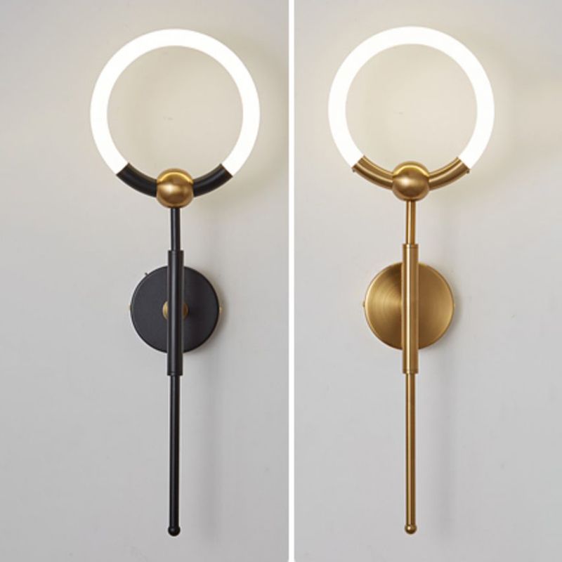 Alonza Moderne Ring Wastafel Wandlamp, Zwart/Goud, Eetk/Badkamer
