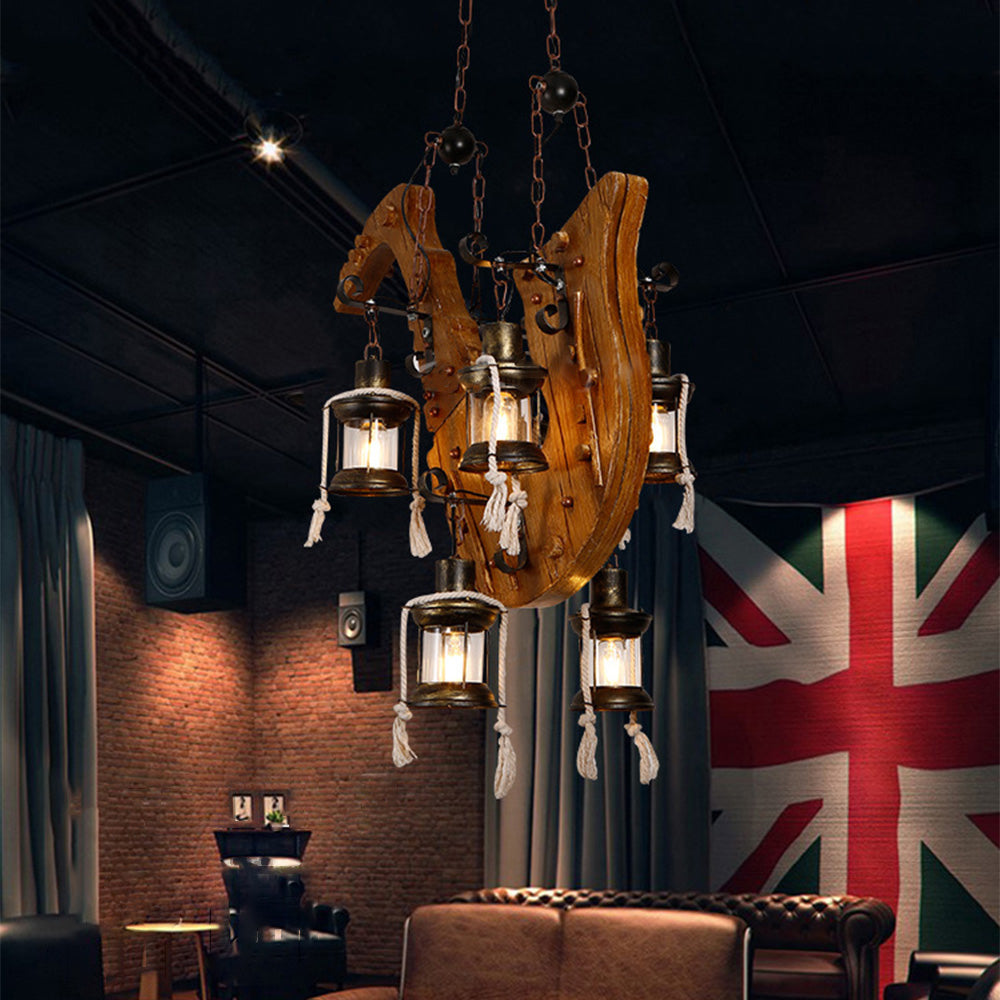 Brio Retro Saxophone Metal/Wood Pendant Light, Walnut