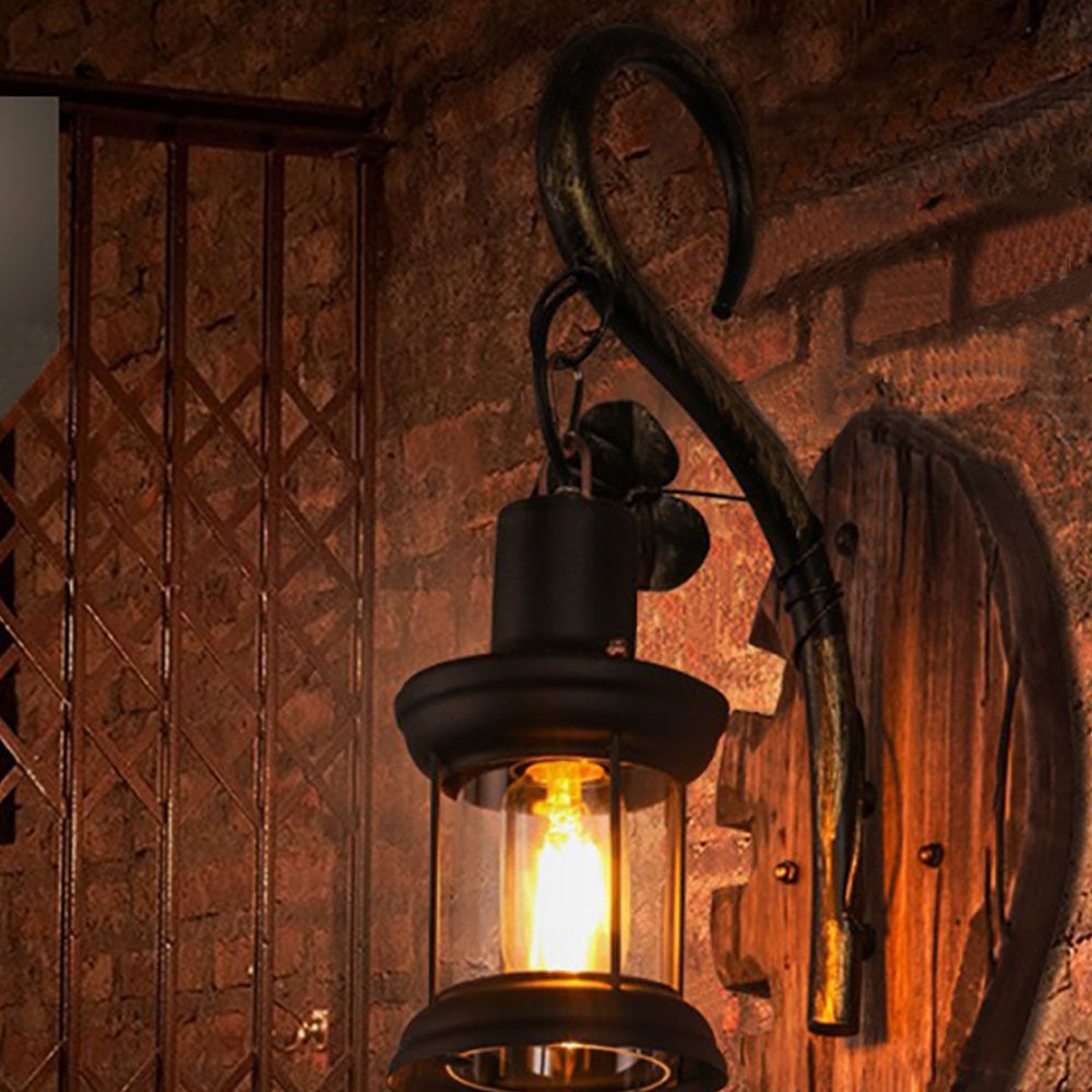 Brio Design Visvorm Vintage LED Wandlamp, Hout/Metaal, Woonk/Eetk/ Slaapkamer
