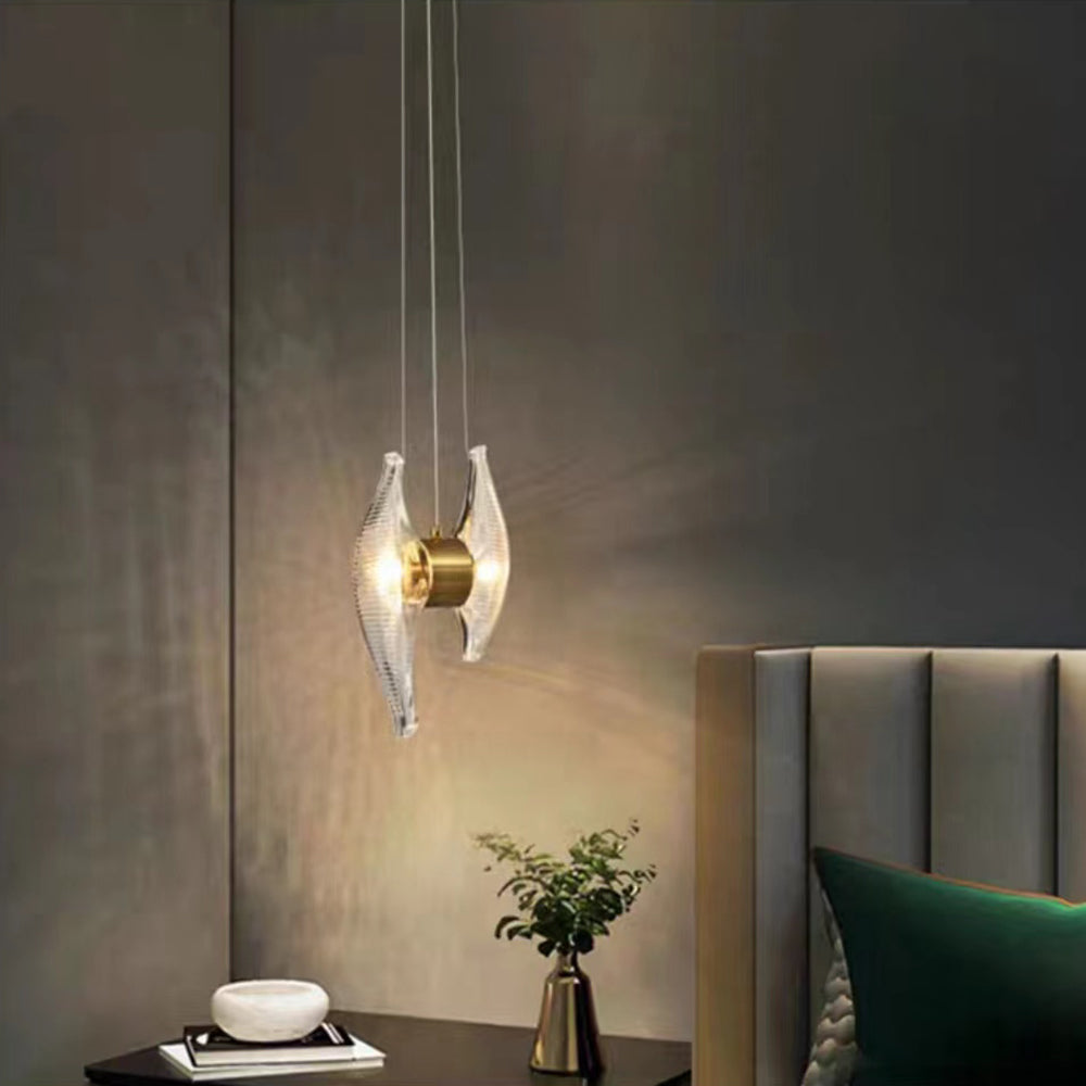 Kirsten Moderne Kleine Shell LED Hanglamp Goud Glas Metaal Slaapkamer